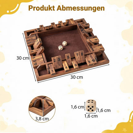 Joc Shut The Box pentru 2-4 jucători, lemn de pin, maro