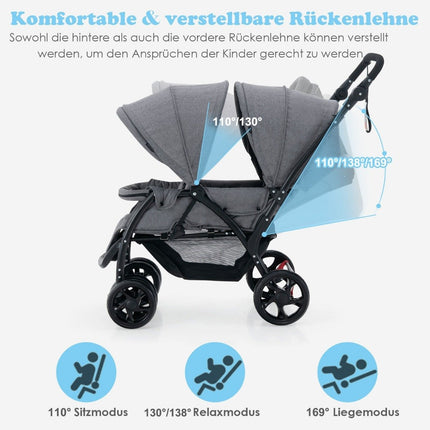 Carucior frate carucior pliabil frate carucior twin twin bugg gri
