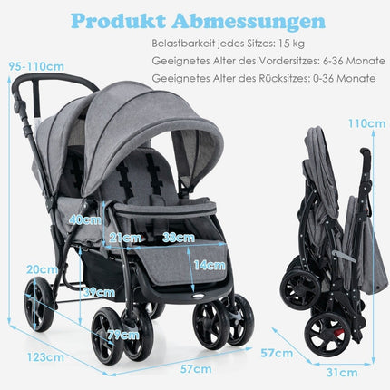 Carucior frate carucior pliabil frate carucior twin twin bugg gri