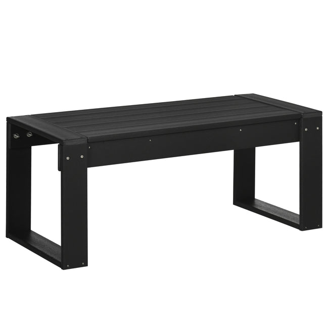 Masuta laterala Masa de gradina, masuta de cafea cu aspect de lemn, dreptunghiulara, pentru balcon, gradina, terasă, hdpe, negru, 95X42X40Cm