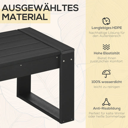 Masuta laterala Masa de gradina, masuta de cafea cu aspect de lemn, dreptunghiulara, pentru balcon, gradina, terasă, hdpe, negru, 95X42X40Cm
