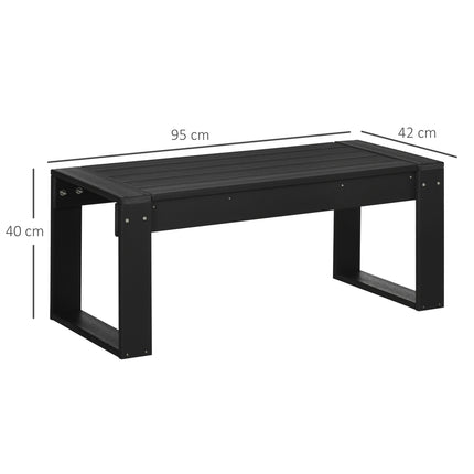 Masuta laterala Masa de gradina, masuta de cafea cu aspect de lemn, dreptunghiulara, pentru balcon, gradina, terasă, hdpe, negru, 95X42X40Cm