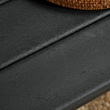 Masuta laterala Masa de gradina, masuta de cafea cu aspect de lemn, dreptunghiulara, pentru balcon, gradina, terasă, hdpe, negru, 95X42X40Cm