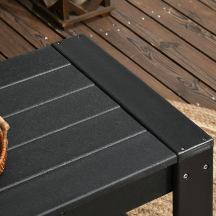 Masuta laterala Masa de gradina, masuta de cafea cu aspect de lemn, dreptunghiulara, pentru balcon, gradina, terasă, hdpe, negru, 95X42X40Cm