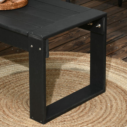 Masuta laterala Masa de gradina, masuta de cafea cu aspect de lemn, dreptunghiulara, pentru balcon, gradina, terasă, hdpe, negru, 95X42X40Cm