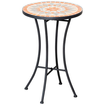 Masuta laterala Masa de gradina taburet cu flori Ø35,5 cm rotund rezistent la intemperii pentru terase de gradina balcon galben + gri
