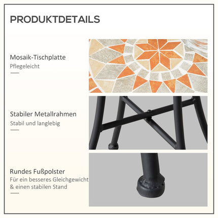 Masuta laterala Masa de gradina taburet cu flori Ø35,5 cm rotund rezistent la intemperii pentru terase de gradina balcon galben + gri
