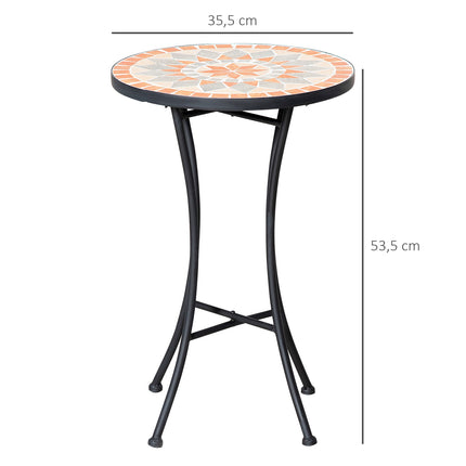 Masuta laterala Masa de gradina taburet cu flori Ø35,5 cm rotund rezistent la intemperii pentru terase de gradina balcon galben + gri
