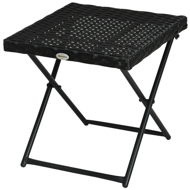 Masuta laterala din Polyrattan Masuta de gradina pliabila Masuta de cafea Masa de balcon Metal Negru 40 X 40 X 40 Cm