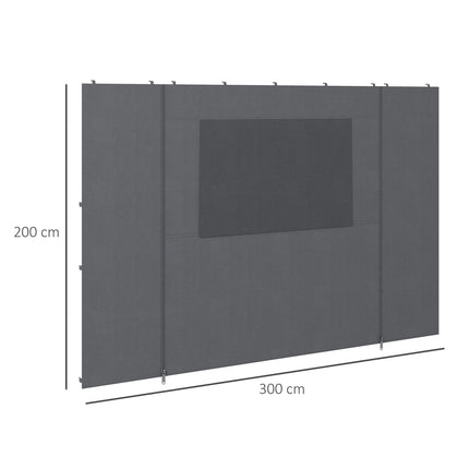 Pereți laterali Foișor 2,95X2,95M Plasă fereastră Poliester Gri închis 300X200Cm