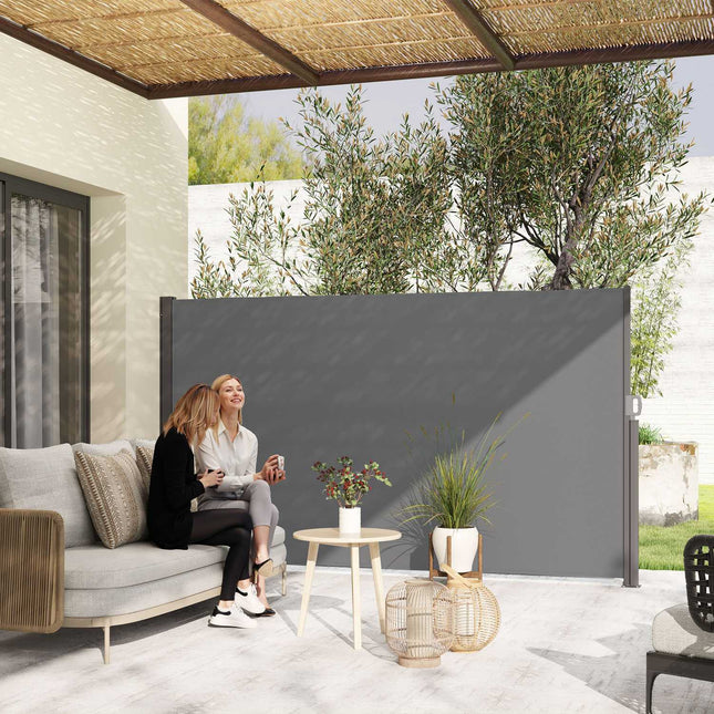 Copertina laterala, extensibila, opaca, ecran de intimitate cu suport de perete, acoperire, copertina laterala, copertina de perete, protectie impotriva vantului, 300 x 180 cm, copertina pentru balcon, terasa, gradina, gri inchis Aosom