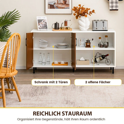 Comodă cu dulap și 2 compartimente deschise comodă din lemn 148 x 40 x 75 cm nuc