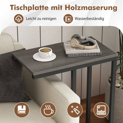 Masuta laterala Masuta canapea in forma de C cu masuta de cafea cadru metalic pentru living gri