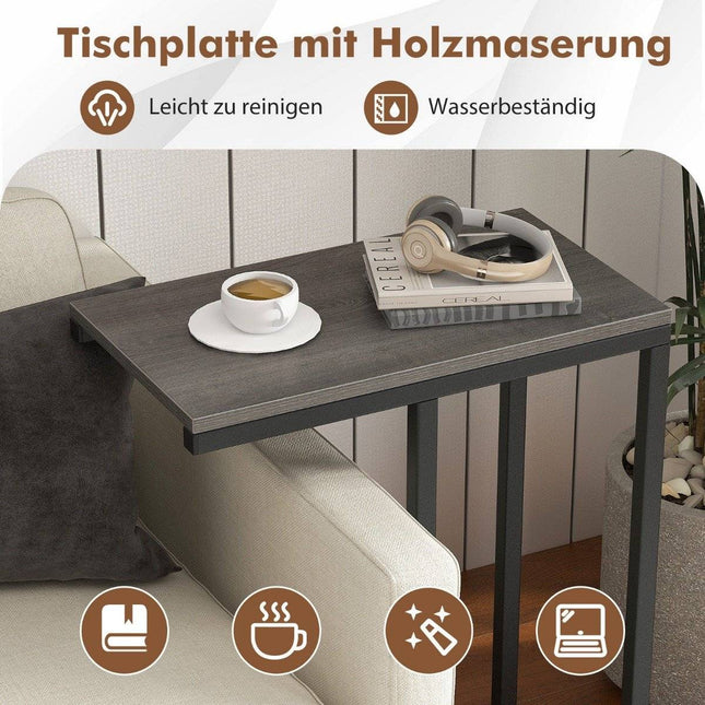 Masuta laterala Masuta canapea in forma de C cu masuta de cafea cadru metalic pentru living gri