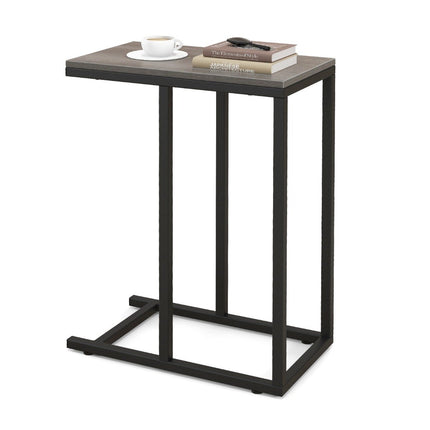 Masuta laterala Masuta canapea in forma de C cu masuta de cafea cadru metalic pentru living gri