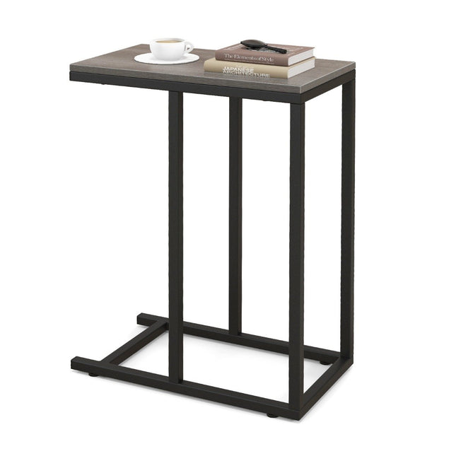 Masuta laterala Masuta canapea in forma de C cu masuta de cafea cadru metalic pentru living gri