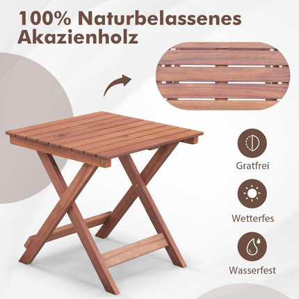 Masuta laterala din lemn de salcam masa de gradina masa mica de balcon in forma de X 46 x 46 x 45 cm