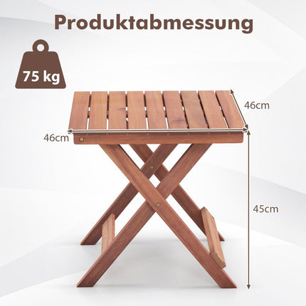 Masuta laterala din lemn de salcam masa de gradina masa mica de balcon in forma de X 46 x 46 x 45 cm