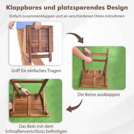Masuta laterala din lemn de salcam masa de gradina masa mica de balcon in forma de X 46 x 46 x 45 cm