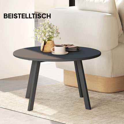 Masuta laterala, masuta de balcon din metal, masuta de cafea rotunda, rezistenta la intemperii, masa de gradina, usor de curatat, masuta de canapea, masa de exterior pentru balcon, gradina, terasa, veranda, living, Ø70 x 42H cm, negru