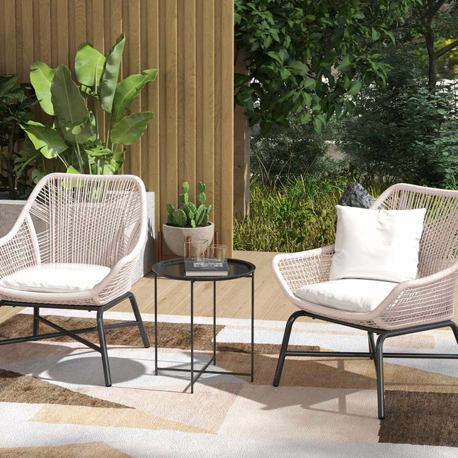 Masuta laterala, masa de gradina pliabila, diametru 46 x 50 cm, rotunda, rezistenta la intemperii, masa de balcon cu picioare de masa rabatabile, masa de camping, masa plianta, masuta de cafea pentru living, birou, exterior, interior, negru Aosom