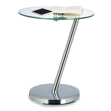 Side table in glass & metal