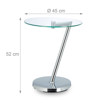 Side table in glass & metal
