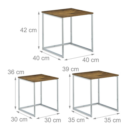 Masuta laterala in set de 3 cu picioare metalice