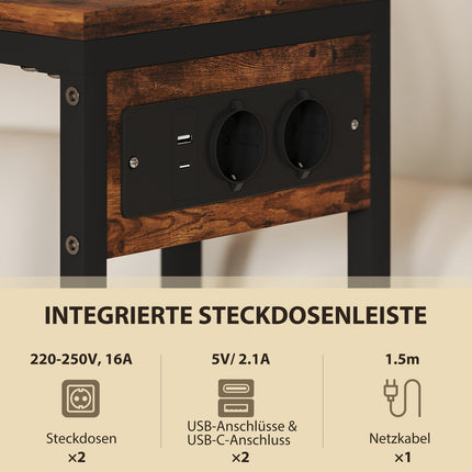 Masuta laterala cu prize, porturi USB, cabluri, design in forma de C