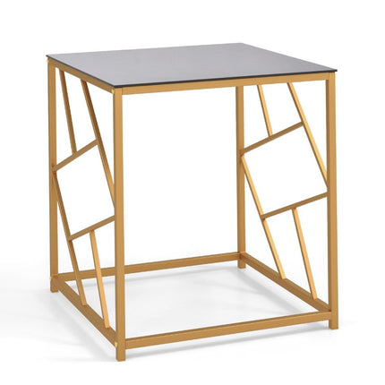 Masuta laterala cu blat din sticla securizata si cadru metalic Masuta de cafea moderna 50 x 50 x 55 cm