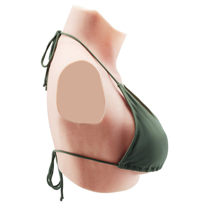 Silicone Breastplate, C-Cup High Neck, Ivory