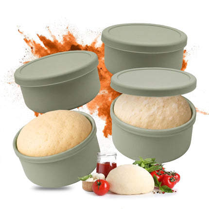 Cutii de aluat de pizza din silicon cu capace, set de 4