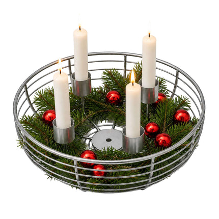 Suport pentru cununi de Advent din sârmă metalică argintie – 20,5 cm