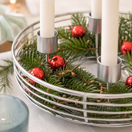 Suport pentru cununi de Advent din sârmă metalică argintie – 20,5 cm