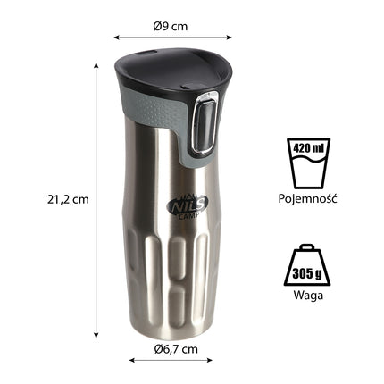 Cupa termica argintie, izolata, 500 ml
