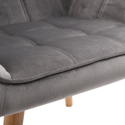 Velvet-like gray Scandinavian armchair, raised legs, 64 x 62 x 72.5 cm