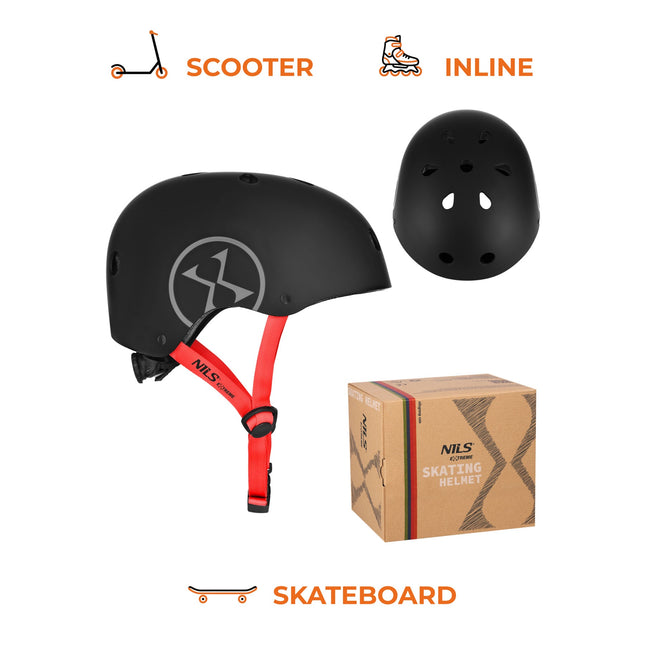 Cască de skate, neagră, mărime M 55–58 cm, croială tip dial