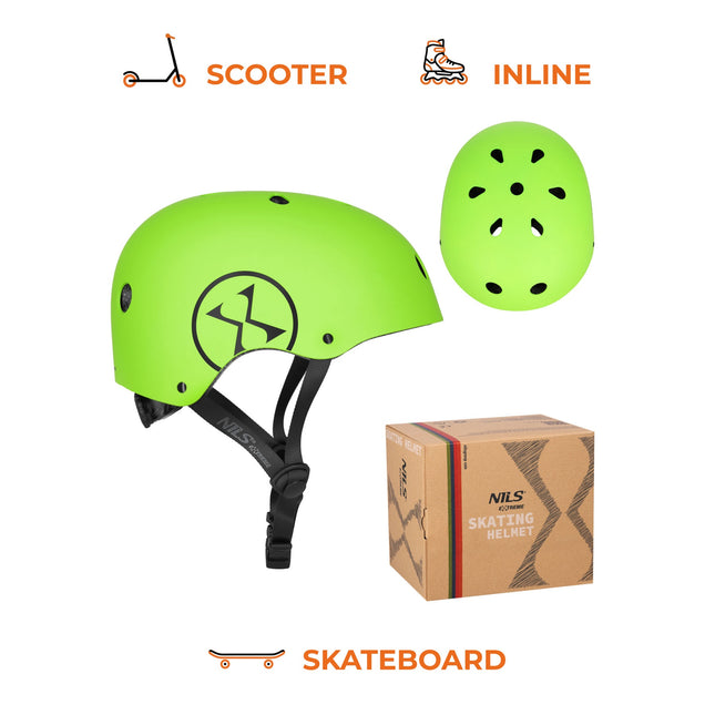 Cască de skate, verde, mărimea S 52–56 cm, croială tip dial