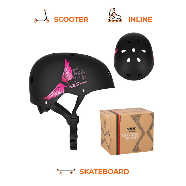 Cască de skate, roz, M 55–58 cm, croială tip cadran, 11 orificii de ventilație