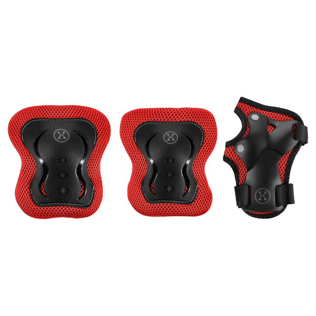 Set echipament de protecție pentru patine, încheietură, cot și genunchi, roșu M