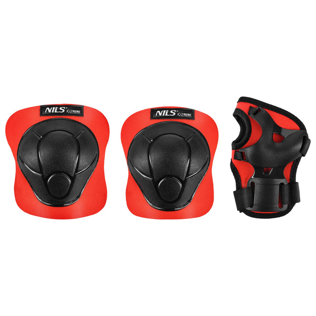 Set echipament de protecție pentru patine, încheietură, cot și genunchi, roșu XS