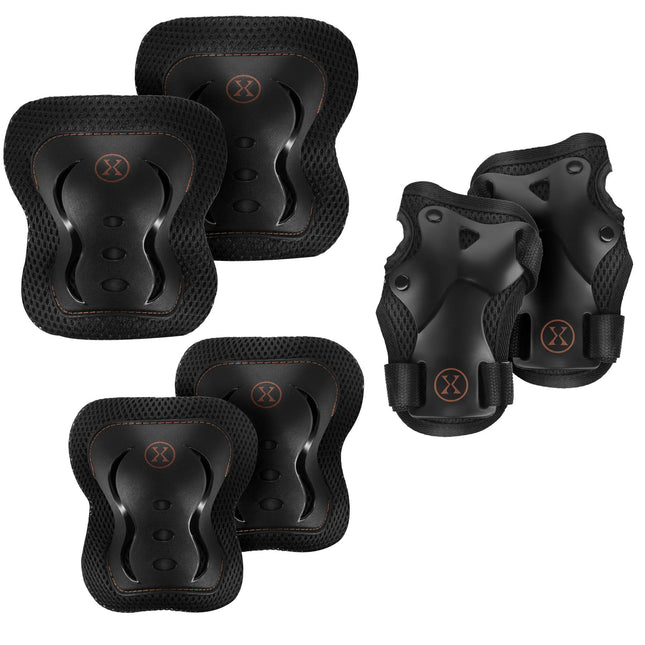 Set echipament de protecție pentru patine, încheietură, cot și genunchi, XL, auriu
