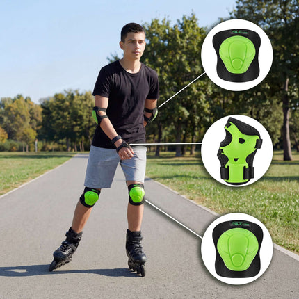 Set de pernuțe de protecție pentru patine, încheietură, cot și genunchi, verde, S