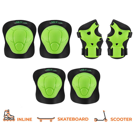 Set de pernuțe de protecție pentru patine, încheietură, cot și genunchi, verde, S