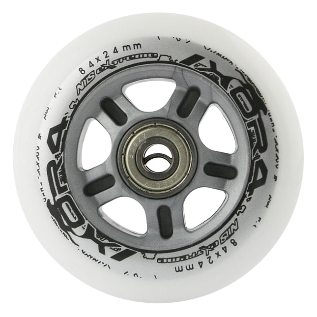 Skateboard Wheels 84x24 82A, Transparent, ABEC-7 Bearings Set
