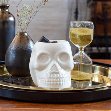 Lampă de parfum tip tealight cu craniu, difuzor de aromă ceramic