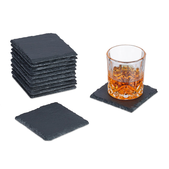 Set de 12 farfurii pătrate de ardezie - 10x10 cm