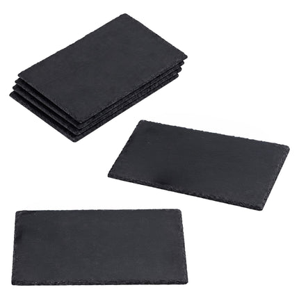 Slate Plate Set of 6, Rectangular Serving Boards with Felt, Anthracite