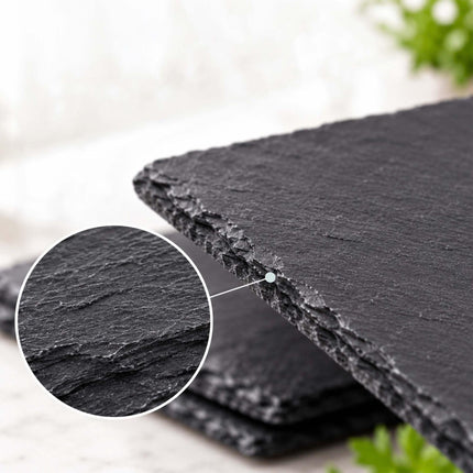 Slate Plate Set of 6, Rectangular Serving Boards with Felt, Anthracite