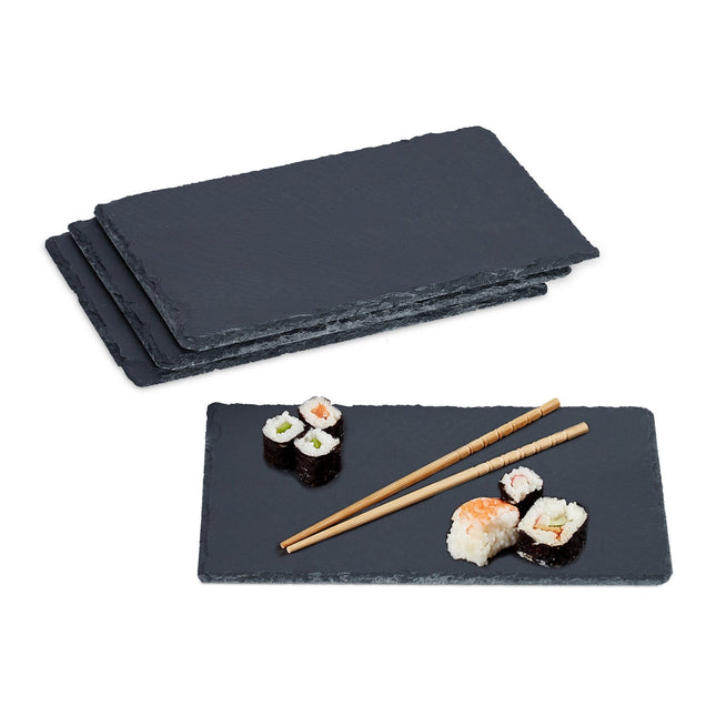Set de 4 farfurii de servire din ardezie, 26x16 cm